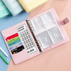 Pink 100 Envelope Challenge binder with saving tracker and cash budget pockets