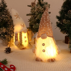 Lot de nains de Noël en peluche à LED avec bonnets à paillettes et décorations