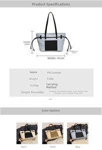 Detaillierte Größenangaben und Farbvarianten der Canvas PU Schultertasche für Damen