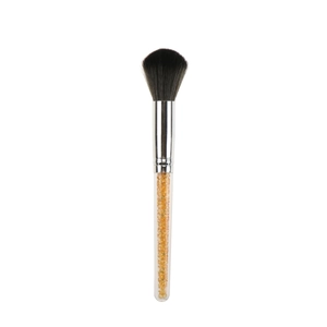 Detail of soft black bristles and crystal-filled transparent handle blush brush