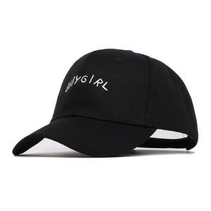 Classic black cotton baseball cap featuring white BABYGIRL embroidery and curved brim