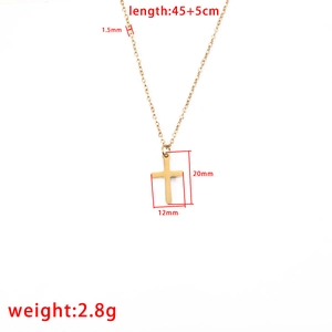 Gold stainless steel cross necklace for men and women with specific size measurements