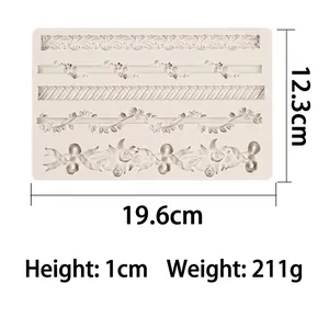 European relief silicone mold with floral and woven rope patterns for fondant cake decoration