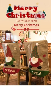 Dettagli dei coprisedia natalizi con ricamo Snow e Noel su tessuto di finto lino