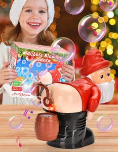 Funny Santa bubble machine with light and music, festive holiday toy for children