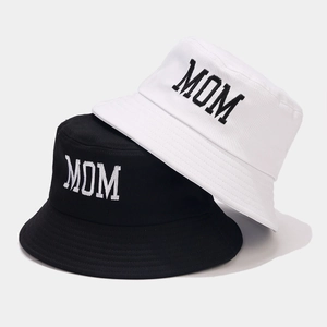 Cappello Alla Pescatora Ricamato MOM In Cotone Tesa Larga Protezione Solare Estate All Aperto Per Donne