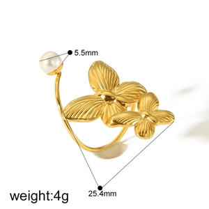 Detailed specs of flower pearl ring with 5.5mm pearl and 25.4mm width dimensioning