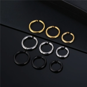 Stainless Steel Hoop Earrings Minimalist Geometric Round Polished Fashion Jewelry For Men And Women Geometric Ear Clips