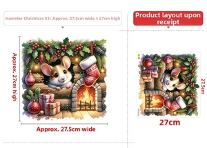 Detailed dimensions of 27.5x27cm for Christmas hamster mouse hole wall sticker decals
