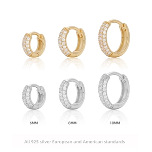 925 Sterling Silver Hoop Earrings Minimalist Huggies With 5A Grade Zircon Micro Pave Gold Plated Jewelry For Women