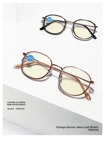 Detail view of TR82046 round glasses frames with anti-blue light and UV400 protection