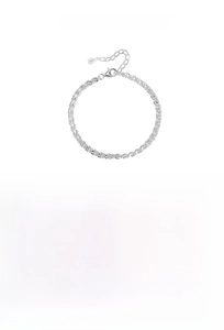 Detailed close-up of S925 sterling silver woven chain bracelet with adjustable 3cm extension
