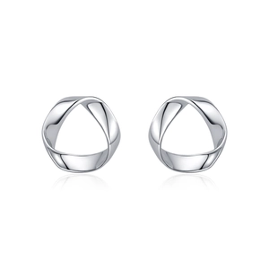 Minimalist s925 silver wavy earrings with smooth metallic finish on white background