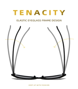 Macro shot showing high tenacity and flexible elastic design of black eyeglass frames