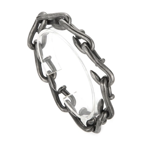 Industrial style gray titanium steel nail bracelet with vintage hook design for men