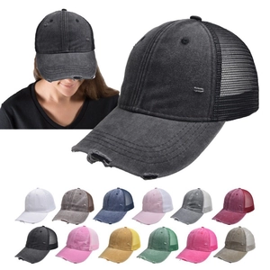 Casquette de Baseball Distressed en Coton Lavé Vintage Homme Femme Casquette Trucker en Maille Respirante Réglable Sport de Plein Air