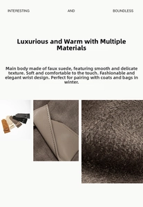 Détail de la texture douce en suédine et des coutures précises des gants d'hiver