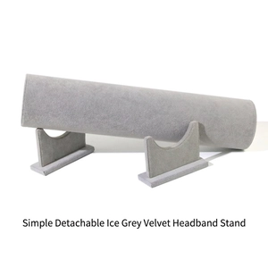 Simple detachable ice gray velvet headband rack with horizontal bar and U-shaped support