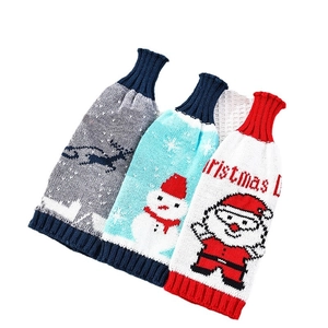 Ensemble de 3 housses de bouteille de vin tricotées avec Père Noël, bonhomme de neige et renne