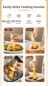 Detail of yellow duck silicone brush head for glazing toast and grilling chicken wings