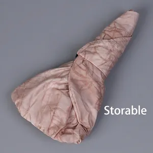 Roll-up foldable sun visor hat with leaf pattern for women in light pink tencel fabric