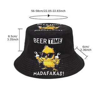 Bob en toile noire avec motif canard stylé et inscription Beer Time rigolote