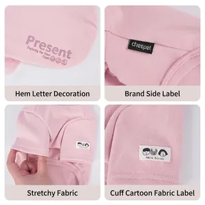 Maglione rosa ai ferri per cani con tessuto elastico e toppa cartoon
