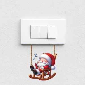 Cute Santa Claus on vine wall sticker for bedroom and holiday home decoration