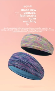 Close-up of breathable elastic sports headbands featuring gradient colors and non-slip texture
