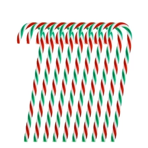 10-piece Christmas candy cane hanging ornaments with red, white and green stripes