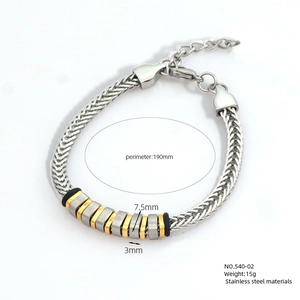 Detailed dimension guide for stainless steel cuban chain bracelet showing 190mm perimeter
