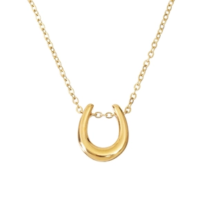 Gold horseshoe pendant necklace with a minimalist chain for women, studio product shot