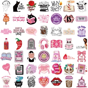 Set of 50 cartoon book reading stickers for laptop guitar and luggage decoration