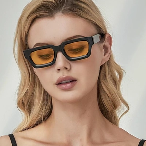 Vintage Square Sunglasses Retro Thick Frame PC AC UV400 Protection Rectangular Shades For Women And Men
