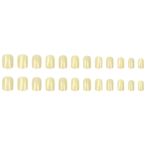 24pcs Macaron Creamy Yellow Press-on Nails with Glossy Square Round Finish for Women