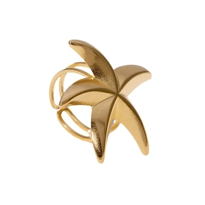 Minimalist gold starfish ring with polished finish on a clean white background