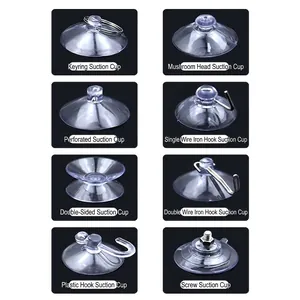 Transparent PVC vacuum suction cup set with 8 types of metal hooks and connectors