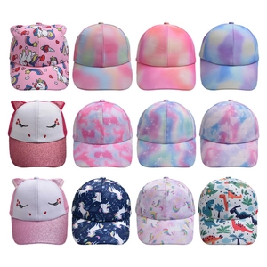 Casquette De Baseball Enfant Dinosaure Licorne Dessin Animé Imprimé Dégradé Ciel Étoilé Coton Protection Solaire Extérieur