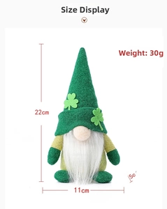 Detail showing St. Patrick's gnome dimensions of 22cm height and 11cm width