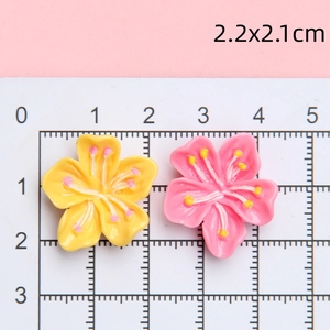 Resin cherry blossom charms for DIY jewelry 2.2x2.1cm pink and yellow floral pendants