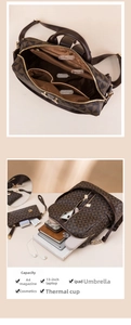 Detail view of the large capacity interior with pockets for 13 inch laptop and A4 files