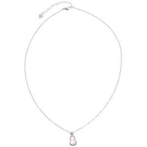 Collier avec pendentif gourde argentée orné de zircons brillants sur fond blanc épuré