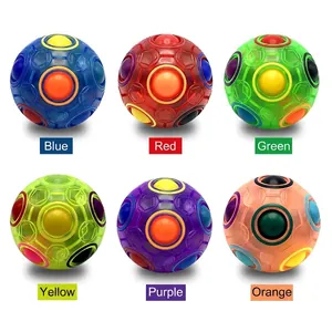 6-pack of luminous magic rainbow ball puzzle cubes in vibrant translucent colors