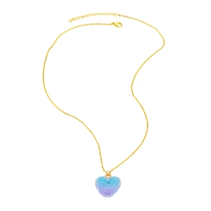 Collier cœur doré avec pendentif en cristaux dégradés bleu et violet pour femme