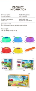 Detailed size chart and colorful rainbow balancing stones with LED light packaging info