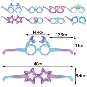 Mermaid party paper glasses set with sea horse shell and starfish designs for kids