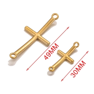 Gold plated stainless steel curved cross charms in two sizes for DIY jewelry making