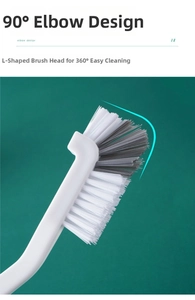 L-shaped cleaning brush with a 90-degree elbow design for deep corner and 360-degree cleaning