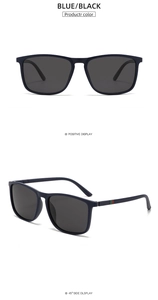 Detail view of square polarized sunglasses with iconic red and green side stripe accents