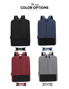 Minimalist men's Oxford backpack available in four colors with USB port and sleek design
